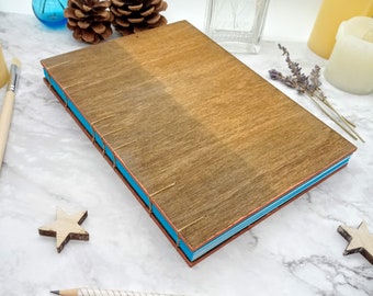 Handbound Wood Journal, A5 Wooden Journal, Wooden Diary, Handstitched Journal