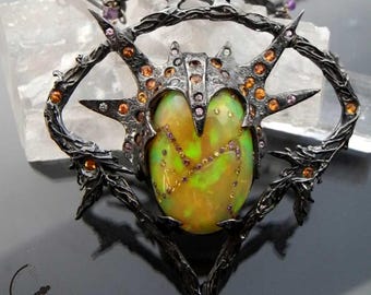 Fouquet&#39;s Broken Heart - exclusieve zilveren ketting met gebroken opaal, amethistslierten, artistieke sieraden