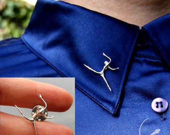 Ballet danser 5-zilveren pin, ballerina PIN, minimalistische PIN, kleine broche met een danser
