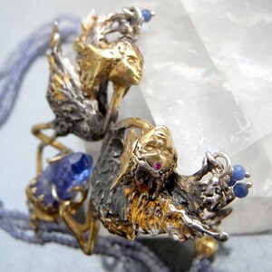 Treasure of Tanzania exclusive silver necklace with tanzanite crystal, tanzanites, diamonds, rubies image 9