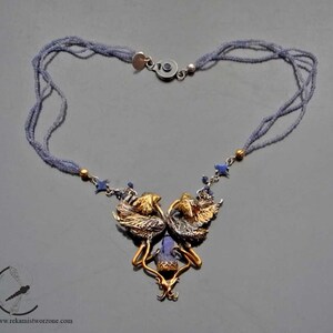 Treasure of Tanzania exclusive silver necklace with tanzanite crystal, tanzanites, diamonds, rubies image 2