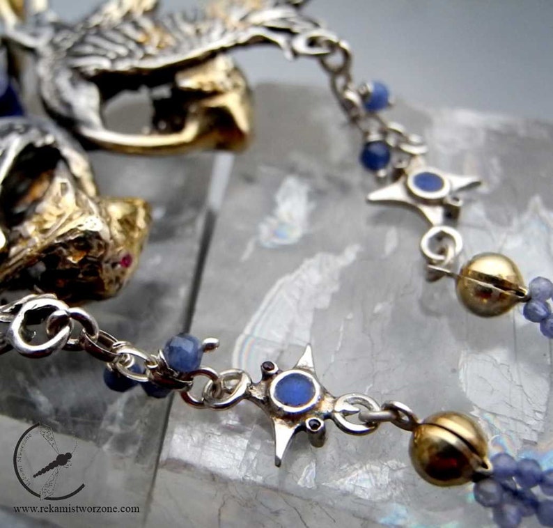 Treasure of Tanzania exclusive silver necklace with tanzanite crystal, tanzanites, diamonds, rubies image 5