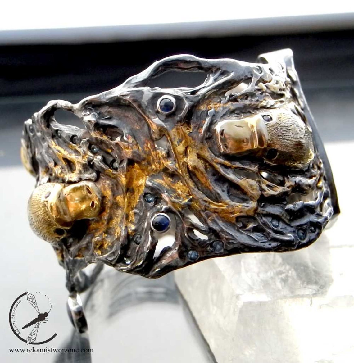 Australian Dusk Silver Platypus Bracelet With Sapphires, Opal, Gold - Etsy