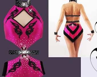 Abito Da Danza Latino Americana Per Donne - Body Con Nappe E Gonna, Per Tango, Salsa, Samba (Set 2 Pezzi) - Foto 2