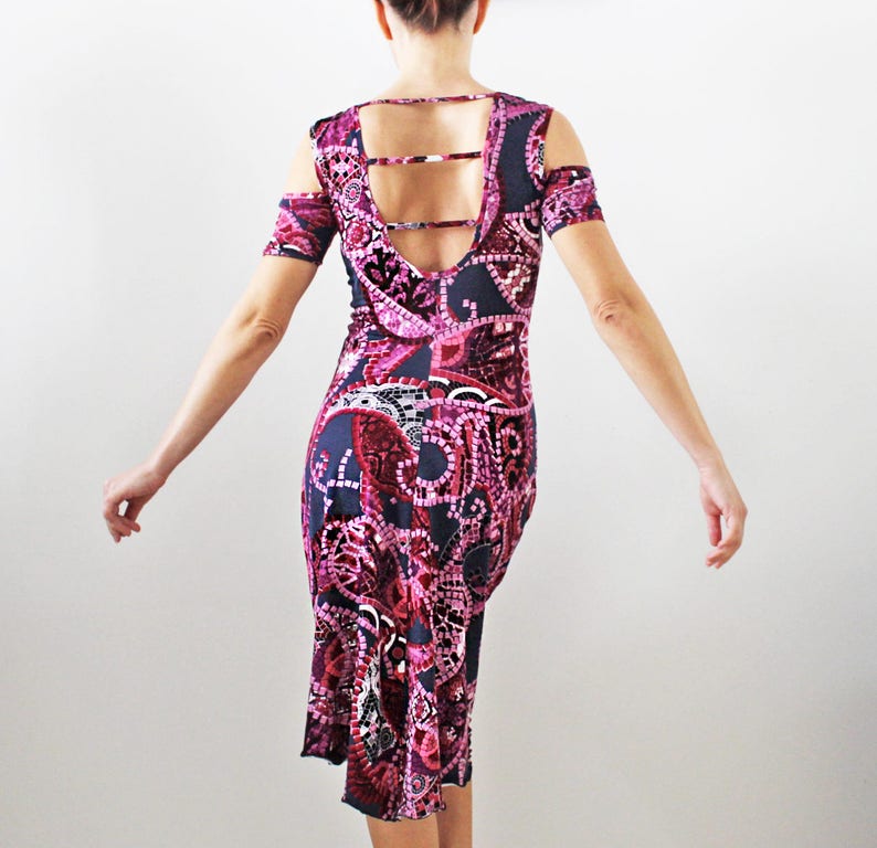 Viscose jersey printed dress for Tango dancing