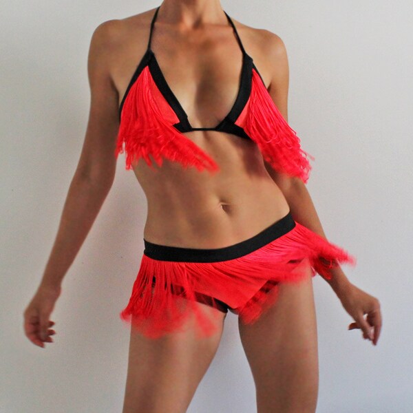 Dance costume for performance, show, latin caribbean dress, salsa,samba, go go, pole dance fringe dress