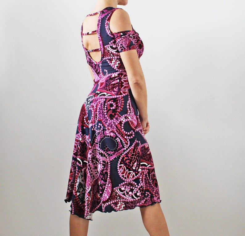 Viscose jersey printed dress for Tango dancing