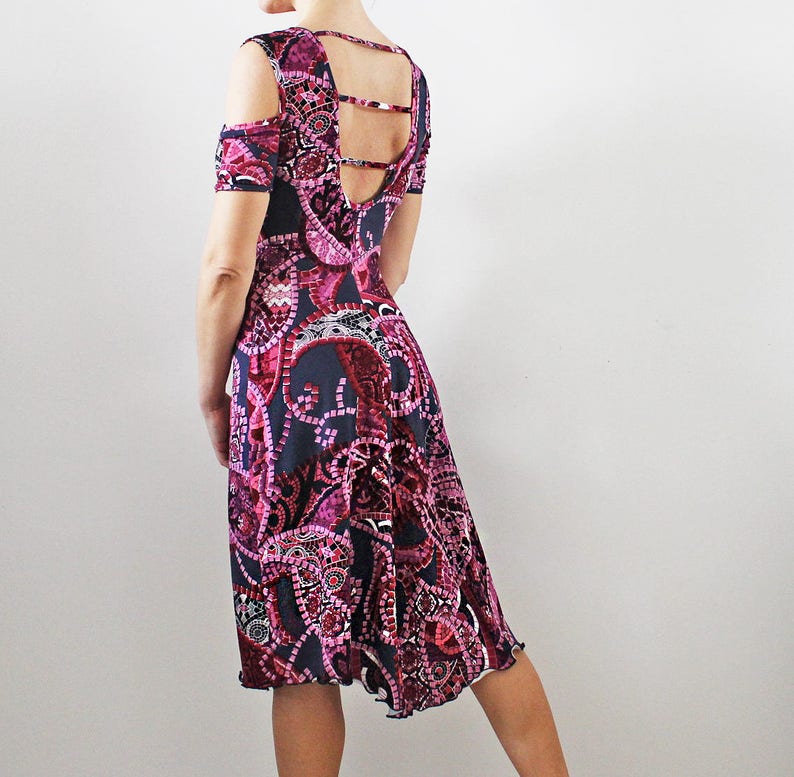 Viscose jersey printed dress for Tango dancing
