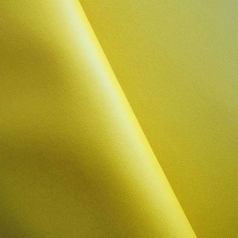 Yellow Vinyl Upholstery Décor Fabric by the Yard, Faux Leather 54 in