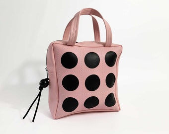 Polka Dot Lunch Tote: Zippered Vinyl Reusable Bag