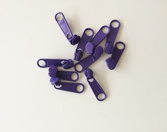 10 pcs YKK #4.5 Coil Long Pulls Slider PURPLE