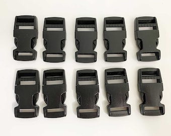 1 inch Adjustable Side Release Black Buckles  - 10 pieces