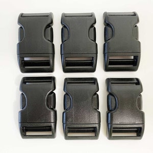 1 inch Contoured Adjustable Side Release Black Buckles  - 6 pieces