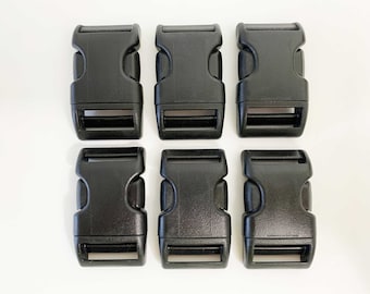 1 inch Contoured Adjustable Side Release Black Buckles  - 6 pieces