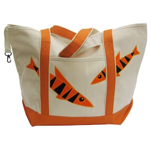 Little Packrats Cotton Canvas FISH Beach Tote