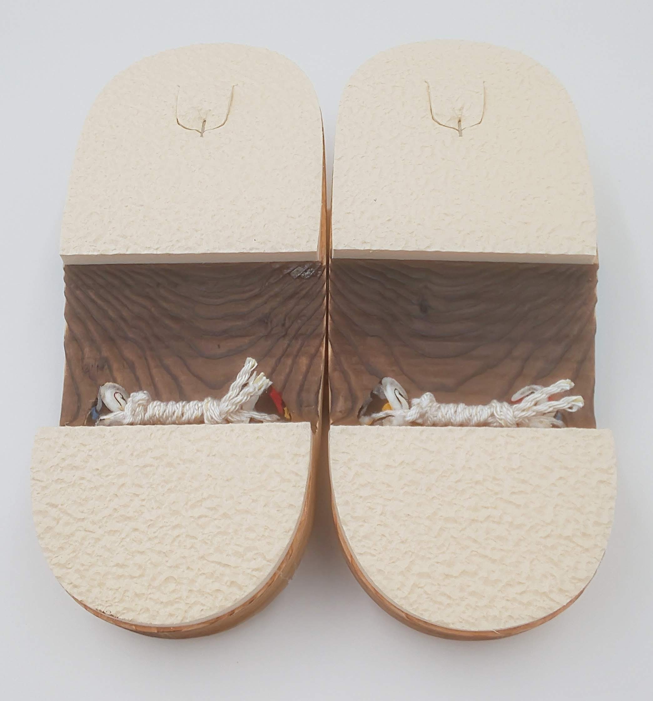 はな＊はな　0606 Vintage HANAZASHI (花刺し) Motif HANAO** #2 on White Geta for