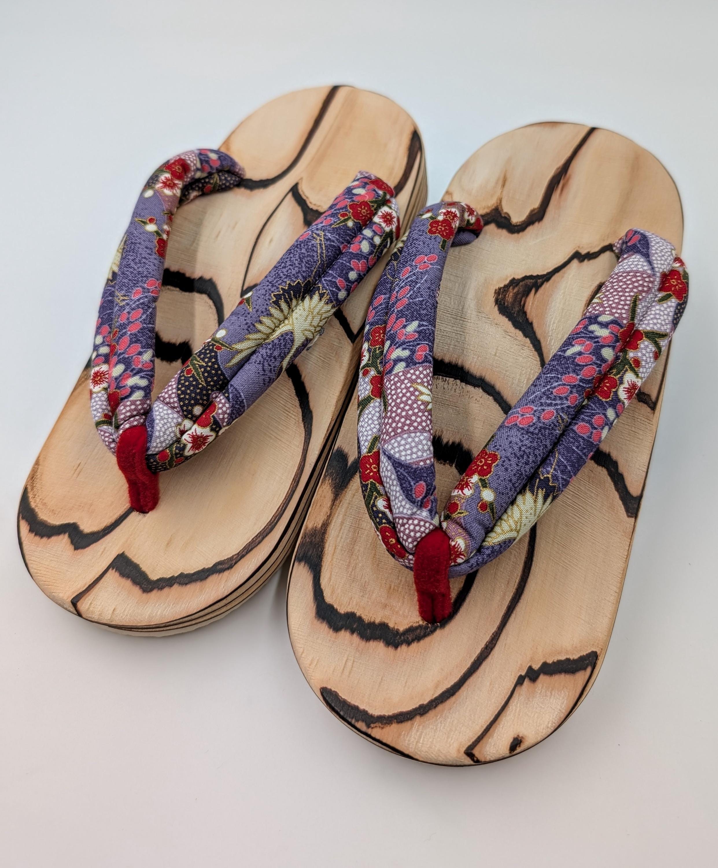 hanaotoページ Japanese Flower in Purple HANAO** White Geta for Ladies' up to US7