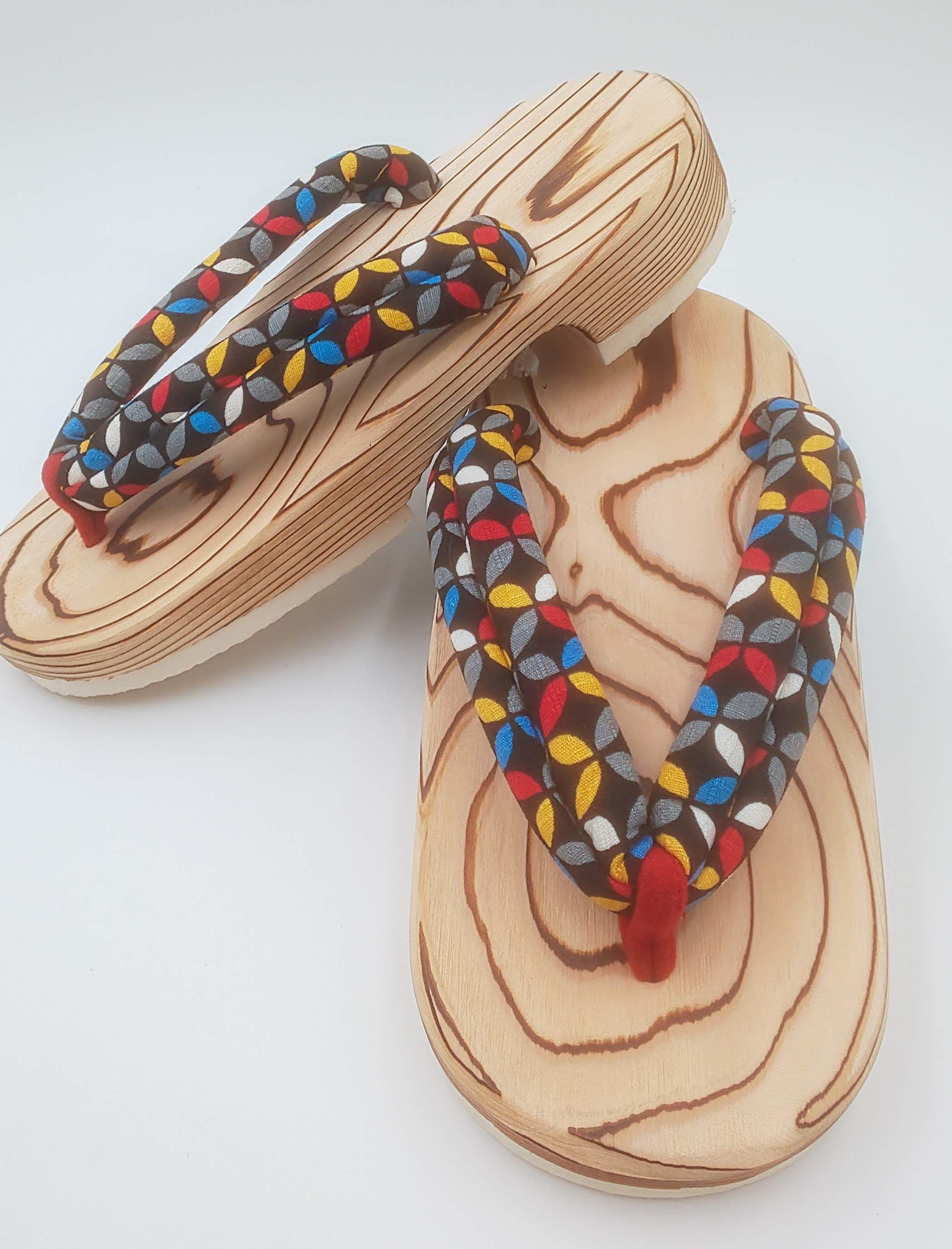 はな＊はな　0606 Vintage HANAZASHI (花刺し) Motif HANAO** #2 on White Geta for