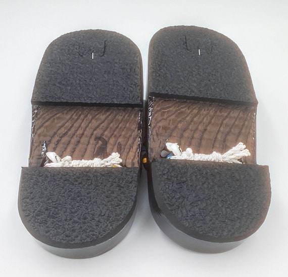 Vintage HANAZASHI (花刺し) Motif HANAO** Black Geta for Ladies' - Etsy