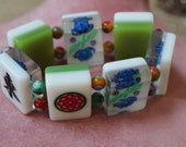 Mahjong Bracelet Vintage Mahjong Bracelet Stretch Tile Bracelet Mahjong Mahjong Charm Bracelet