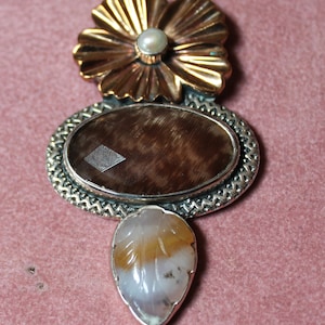 Designer Amy Kahn Russell Smoky Quartz and Sterling Brooch,Pendant,Enhancer/Amy Kahn Russell Multi Gemstone Brooch,Pendant,Enhancer