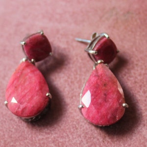 Rose Quartz Drop Earrings/ Faceted Rose Quartz and Sterling Silver Drop Earrings/Vintage Rose Quartz Earrings