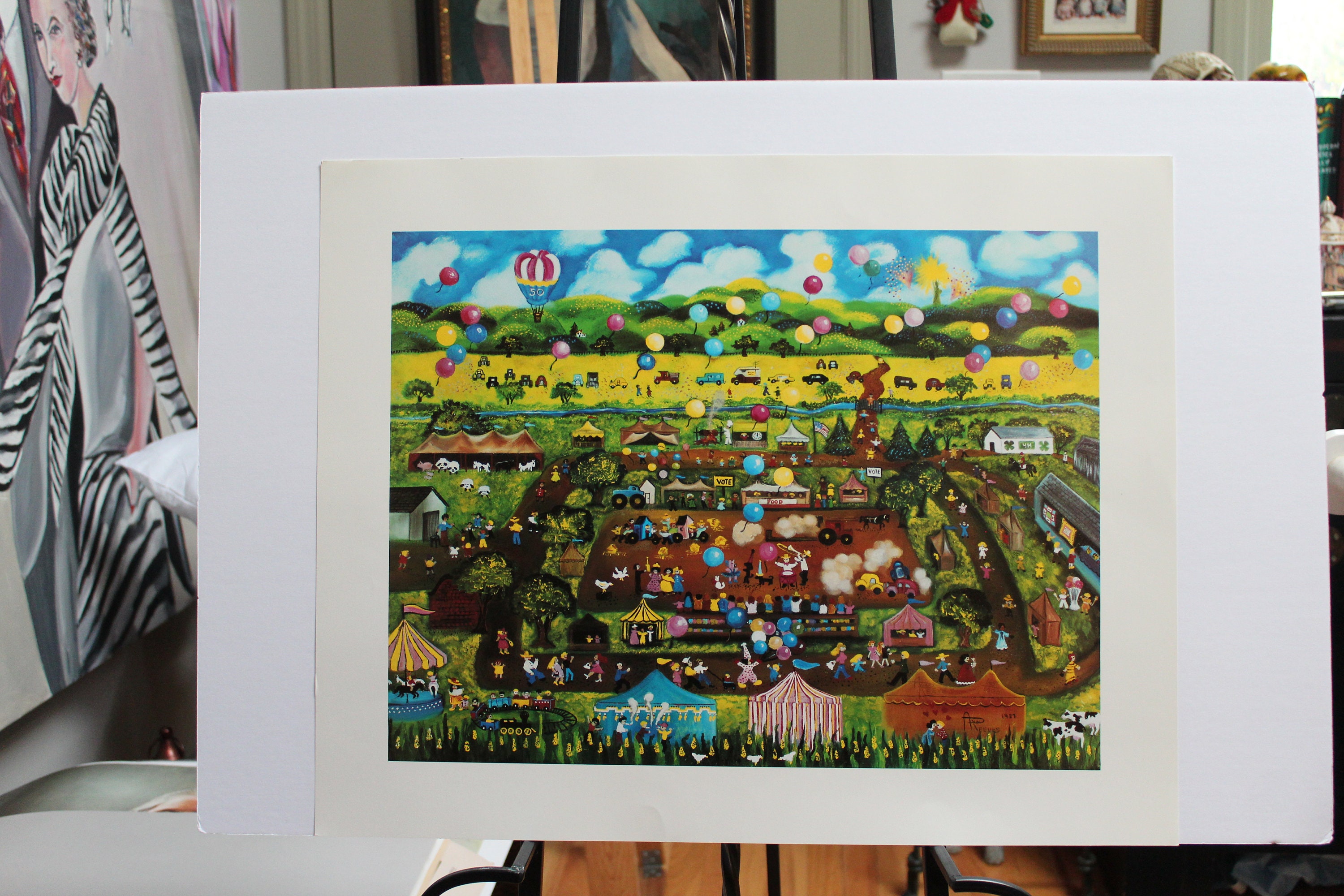 Ann Reeves County Fair 1987 Folk Art Lithograph Signed/county - Etsy