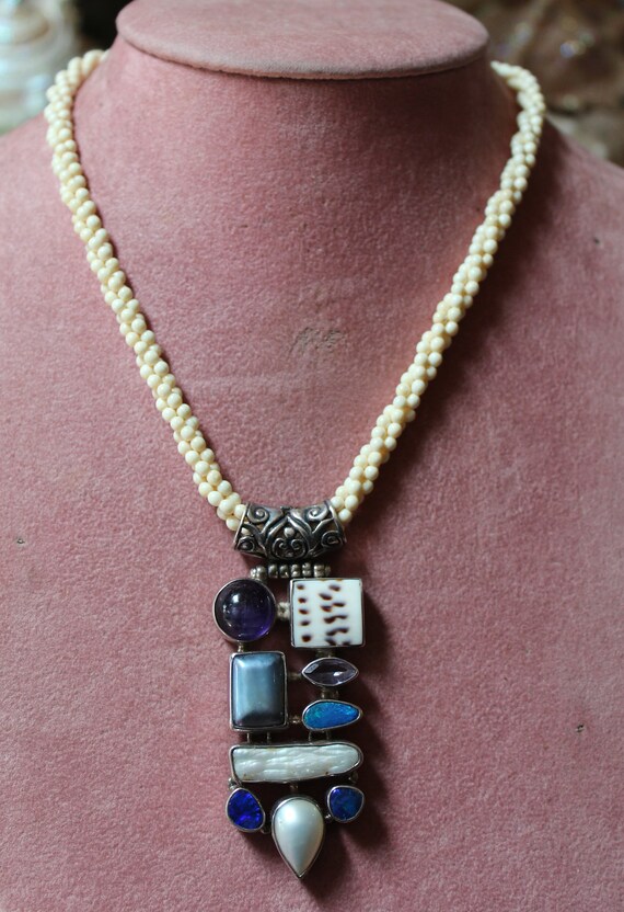 Handcrafted Multi-Gemstone and Sterling Silver Pe… - image 6