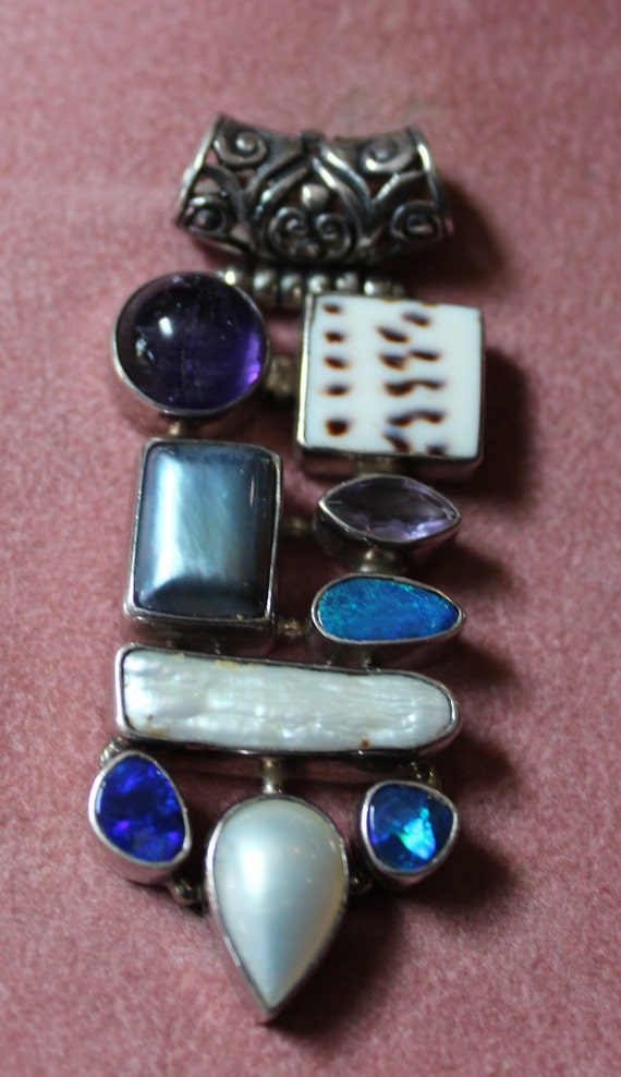 Handcrafted Multi-Gemstone and Sterling Silver Pe… - image 1
