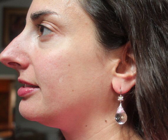 Swarovski Crystal Drop Earrings/Faceted Crystal Dr