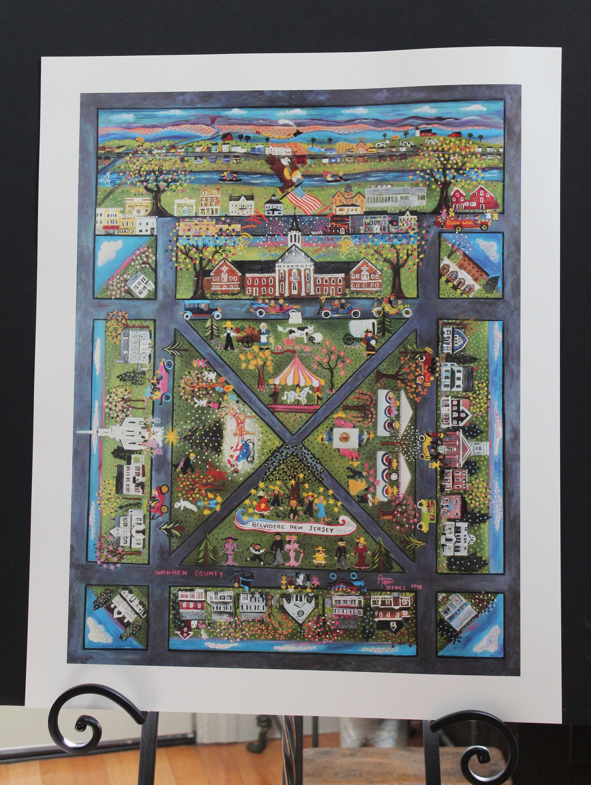 Ann Reeves &quot;Belvidere&quot;, Folk Art Lithograph, Signed, Numbered, Limited Edition/Vintage Ann Reeves &quot;Belvidere&quot; Folk Art Lithograph/