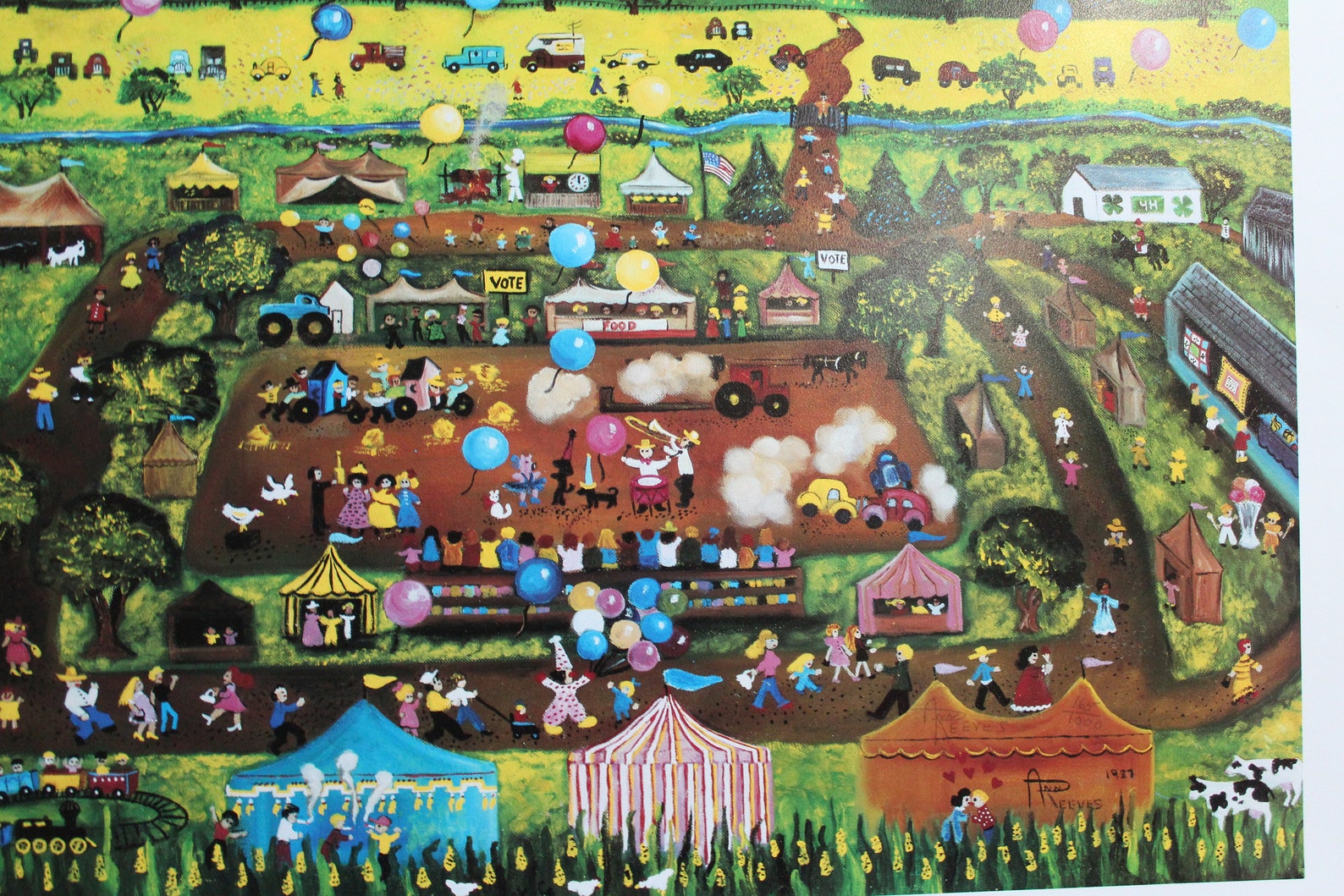 Ann Reeves County Fair 1987 Folk Art Lithograph, Signed/county Fair ...