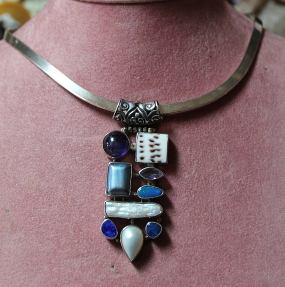 Handcrafted Multi-Gemstone and Sterling Silver Pe… - image 4