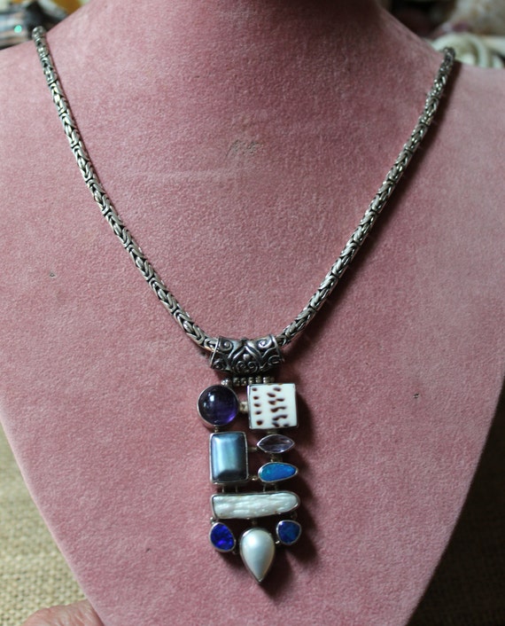 Handcrafted Multi-Gemstone and Sterling Silver Pe… - image 5