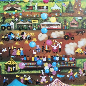 Ann Reeves County Fair 1987 Folk Art Lithograph, Signed/county Fair ...