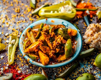 Homemade Indian Pickle (Achar), Assorted Vegetables & Spices