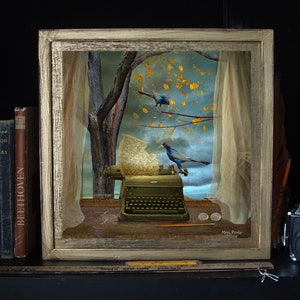 Framed Old Writing Machine 10x10 Original Limited Edition Art mixed Media/ digital art/photography/paper