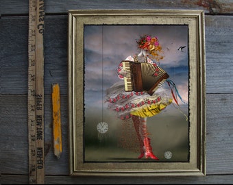 Ukranian Dancer/Framed/6x4/Original Art/ Limited Edition/Mixed Media/ Photography/Ukrainian war/dancer with wings/ dark ballerina/dark angel