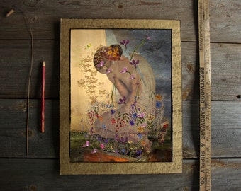 Grief 8x10 matted/Limited Edition/ Mixed Media/Photography/digital/wall art/drawing/paper/flower girl/butterfly girl/feminine art/nude woman
