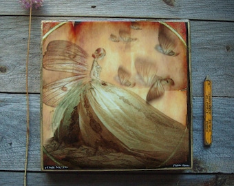 Humble Pride/8x8/ mixed media/ On canvas/Original art/resin/ digital/mother earth/ framed art/ mini art/ gift for girl/ small art