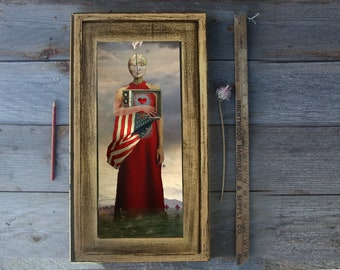 American Patriot/13x5 Framed/mixed media/ photography/ limited edition art/surreal art/ American flag/ America art/love of america/patriot