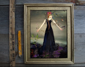 Mother Earth/10x8/ Framed/Limited Edition Art/earth lady/photography/mixed media/framed art/flowers/ butterfly art/blue lady art/flower head