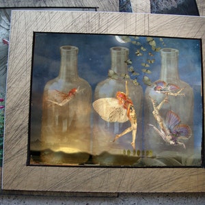 Captured Creatures/matted/8x10/digital print/mixed media/photography/fairy art/butterfly art/fairy gift/little fairy/fairy framed/art fairy