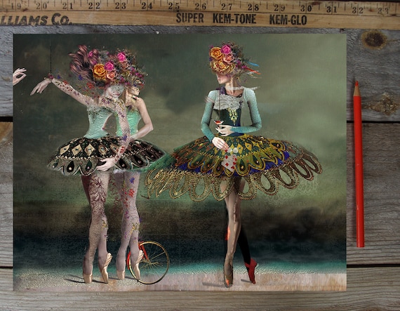 Flower Heads 11x14/original art/ limited edition/wall art/ballerina art/dancer art/mixed media dancers/digital art/ ballerina art/performers