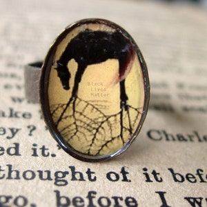 Black Lives Matter Ring/ adjustable/ rustic ring/ black horse ring