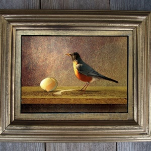 Robin and Egg Framed Original Limited Edition  Art Mixed Media/Photography/ digital/ drawing/ father&#39;s day gift/ wall art