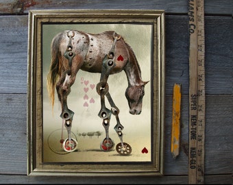 Horse  Framed 8x10 mixed media/ photography limited edition/ art/steampunk horse