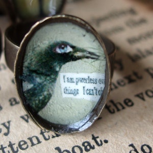 12 Step Ring/ adjustable ring/ rustic ring/ black bird ring