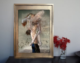Strong Man/17x22/framed/ballerina/mixed media/ballerina art/ ballerina print/photography/drawing/dance art/dancer/ballerina framed/war art