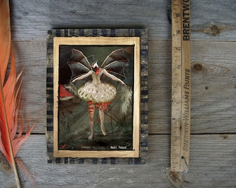 Moth Dancer/Framed/6x4/Original Art/ Limited Edition/ Mixed Media/ Photography/Ukrainian war/dancer with wings/ dark ballerina/dark angel/